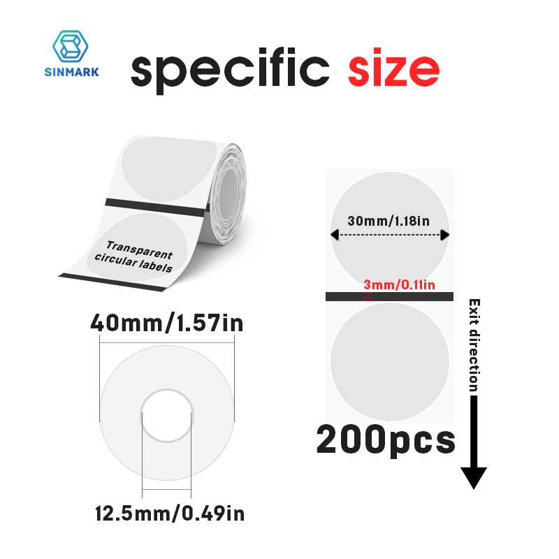 热敏透明PET 圆形 40mmX30mm 40mmX40mm 40mmX60mm 50mmX30mm 50mmX40mm 50mmX50mm